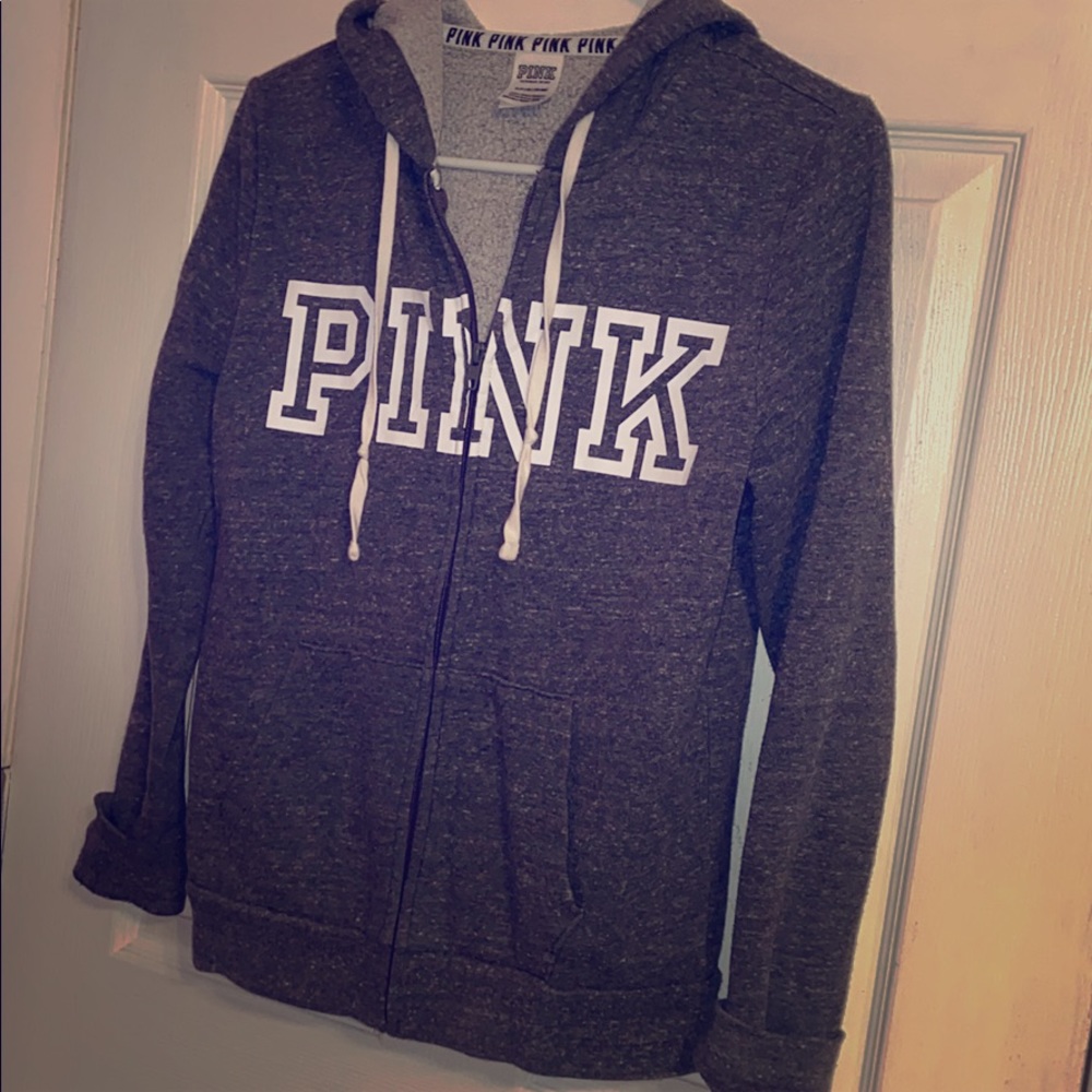 PINK everyday lounge full zip grey hoodie
